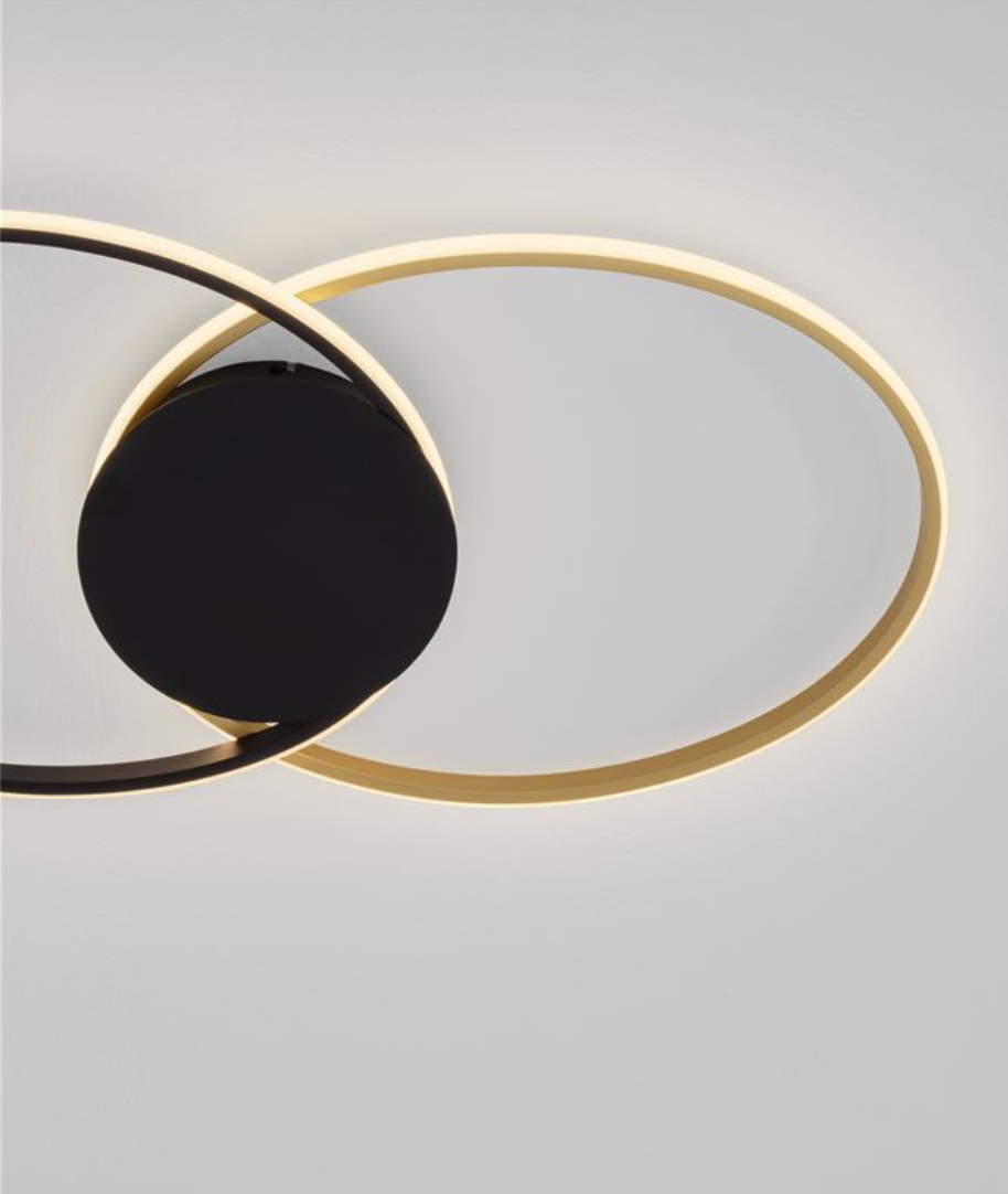 NL Eveo Black & Gold Twin Ring Ceiling Or Wall Light Small - ID 13803