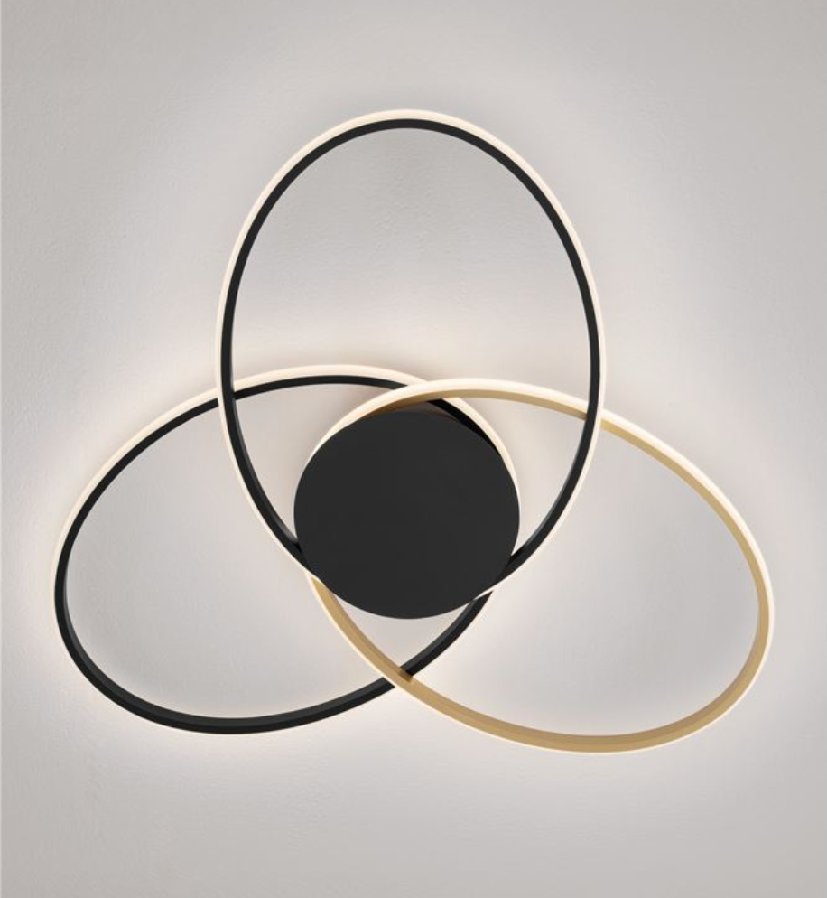 NL Eveo Black & Gold Triple Ring Ceiling Or Wall Light Large - ID 13804