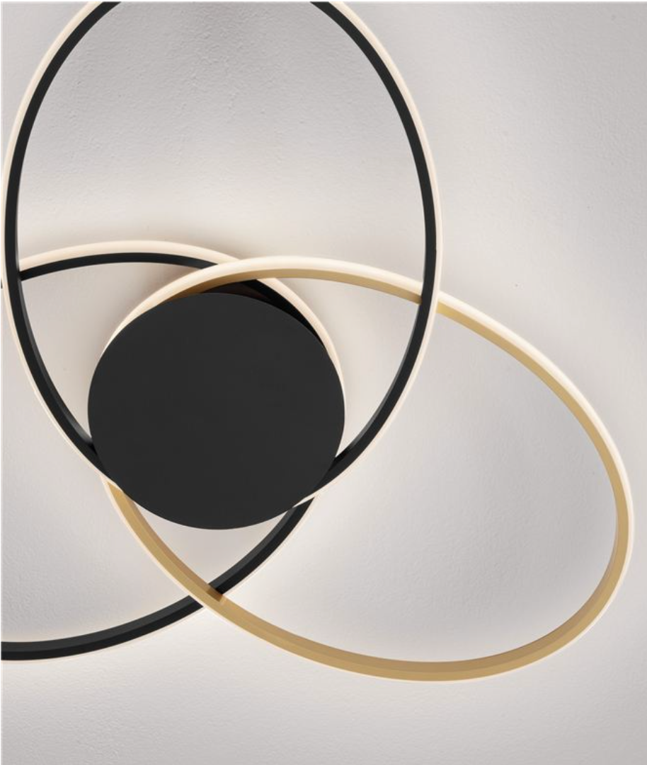 NL Eveo Black & Gold Triple Ring Ceiling Or Wall Light Large - ID 13804