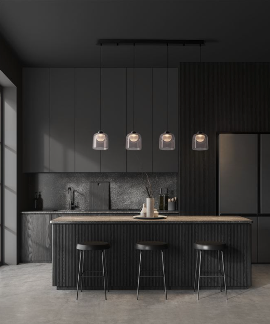 Dioni Smoked & Black Metal 4 In Line Multi Pendant - ID 13812