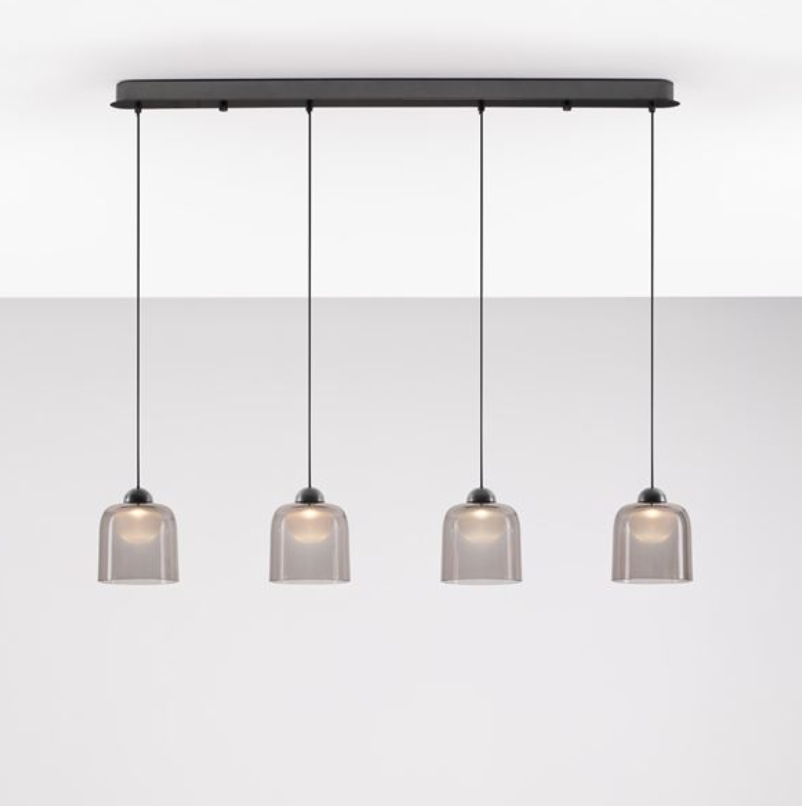 Dioni Smoked & Black Metal 4 In Line Multi Pendant - ID 13812