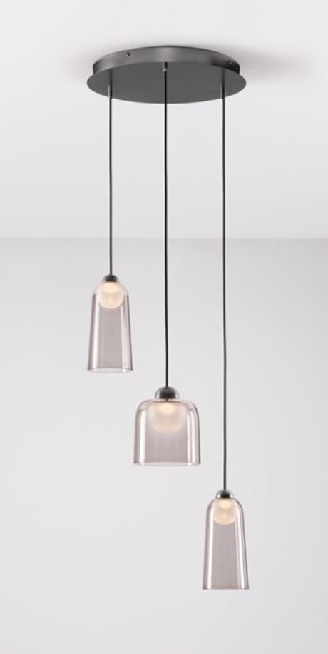 Dioni Smoked & Black Metal 3 Round Multi Pendant - ID 13813