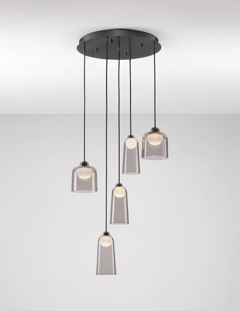 Dioni Smoked & Black Metal 5 Round Multi Pendant - ID 13814