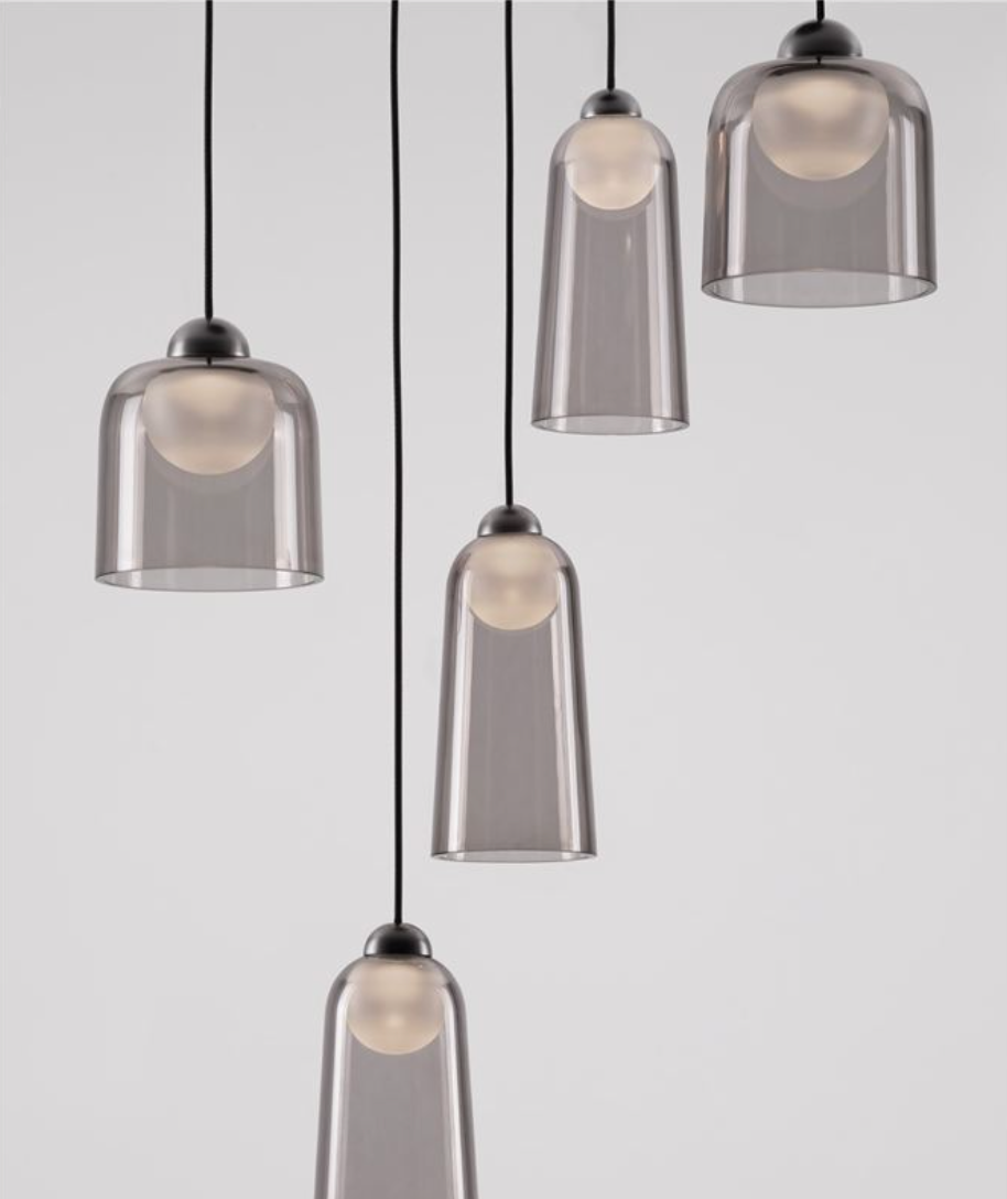 Dioni Smoked & Black Metal 5 Round Multi Pendant - ID 13814