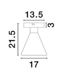 NL Voy Elegant Brass & Smoked Glass Conical Small Semi Flush Ceiling Light ID 13833