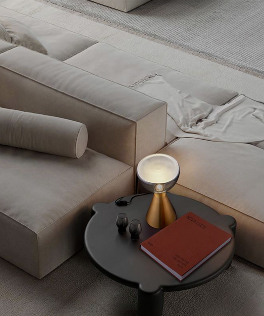 NL Voy Elegant Brass & Smoked Glass Table Light  - ID 13834