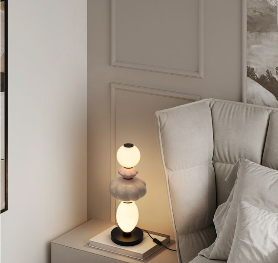 NL Boneta Pink & Beige Ceramic & Opal Glass Table Light - ID 13822