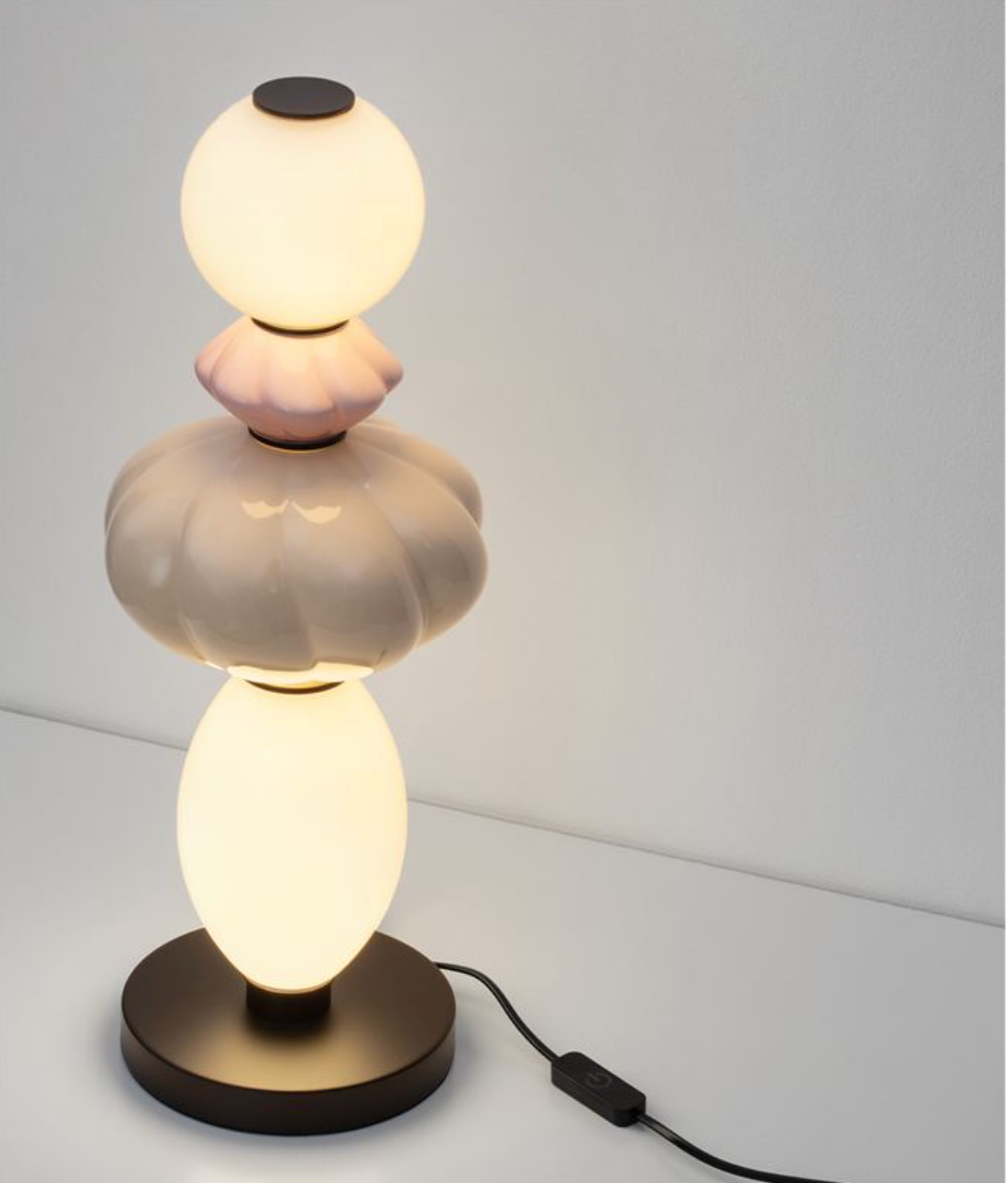 NL Boneta Pink & Beige Ceramic & Opal Glass Table Light - ID 13822