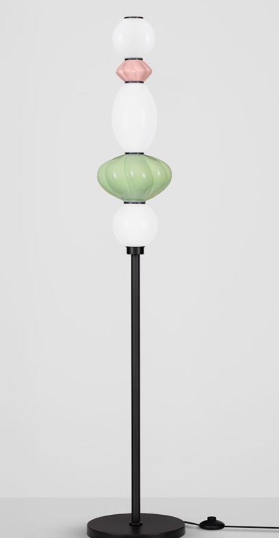 NL Boneta Pink & Green Ceramic & Opal Glass Floor Light - ID 13823