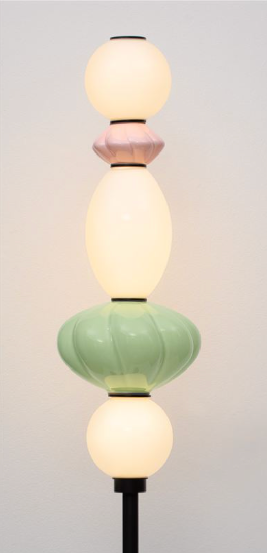 NL Boneta Pink & Green Ceramic & Opal Glass Floor Light - ID 13823