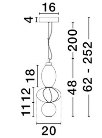 NL Boneta Coloured Glass Tall Pendant - ID 13819