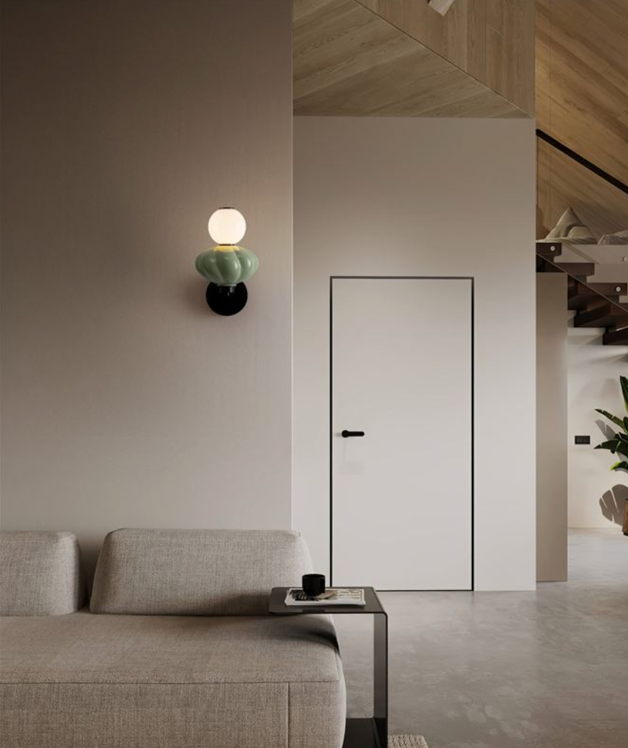 NL Boneta Green Ceramic & Opal Glass Wall Light - ID 13845