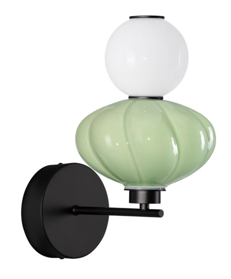 NL Boneta Green Ceramic & Opal Glass Wall Light - ID 13845