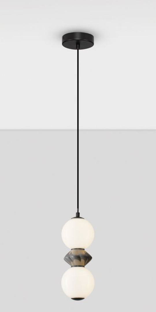 NL Pallin Dark Grey Ceramic & Opal Glass Pendant - ID 13847