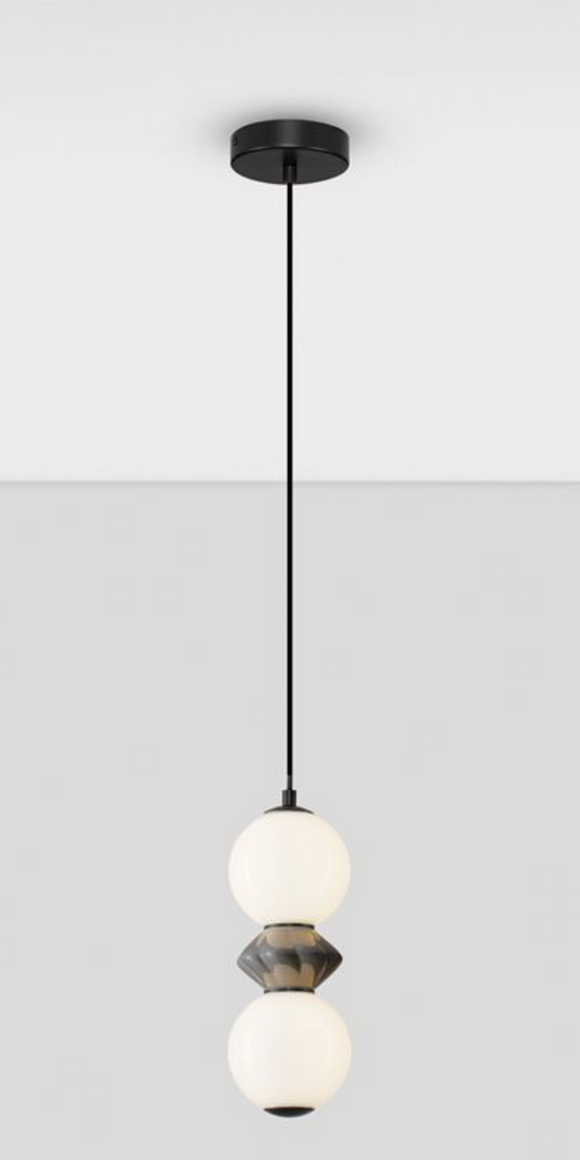 NL Pallin Dark Grey Ceramic & Opal Glass Pendant - ID 13847