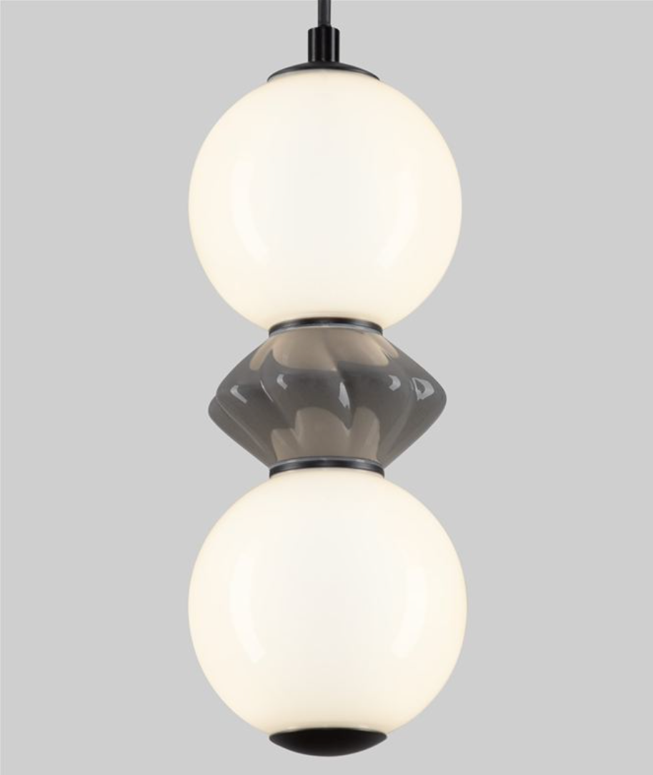 NL Pallin Dark Grey Ceramic & Opal Glass Pendant - ID 13847