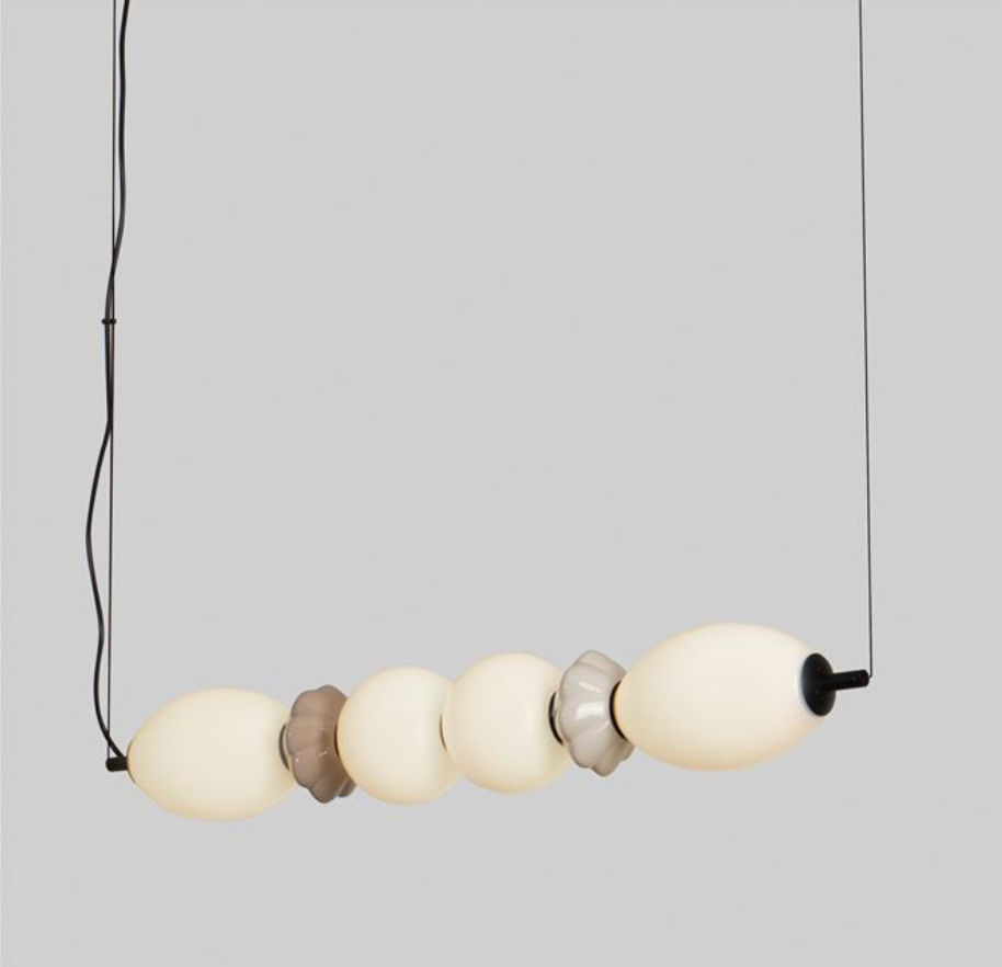 NL Pallin Mocha & Light Grey Ceramic & Opal Glass Linear Pendant - ID 13850