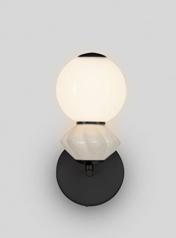 NL Pallin Light Grey Ceramic & Opal Glass Wall Light - ID 13853