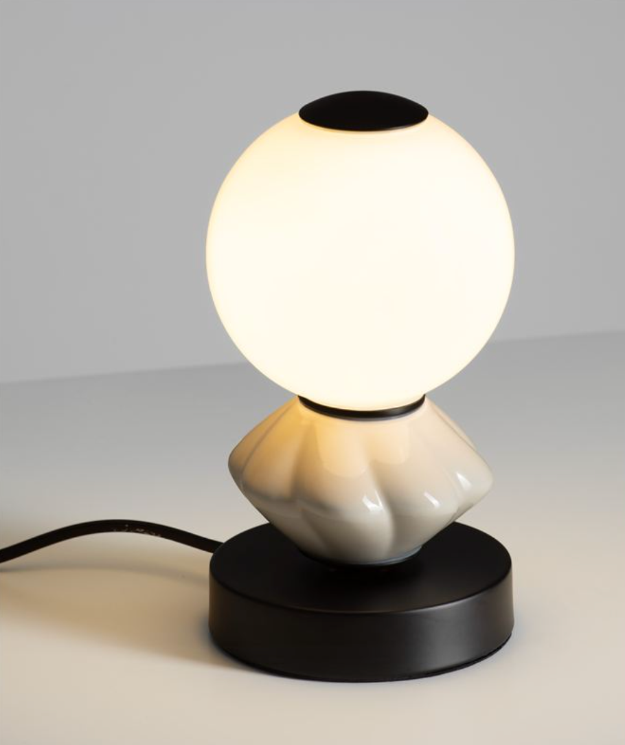 NL Pallin Light Grey Ceramic & Opal Glass Table Light - ID 13854