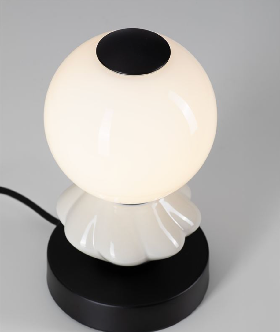 NL Pallin Light Grey Ceramic & Opal Glass Table Light - ID 13854