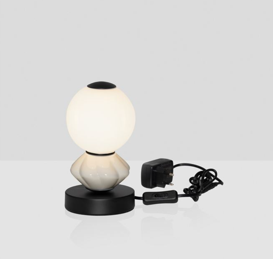 NL Pallin Light Grey Ceramic & Opal Glass Table Light - ID 13854