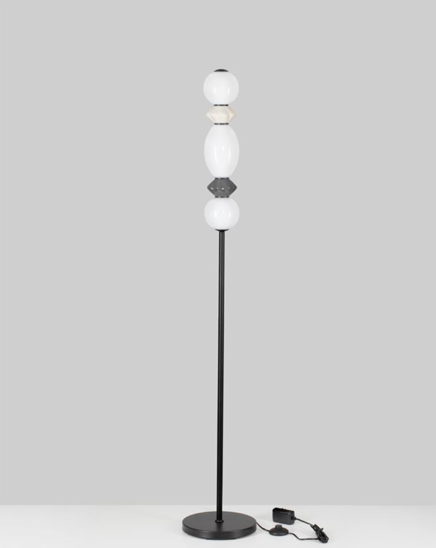 NL Pallin Light & Dark Grey Ceramic & Opal Glass Floor Light - ID 13856