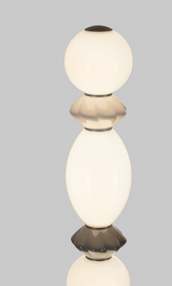 NL Pallin Light & Dark Grey Ceramic & Opal Glass Floor Light - ID 13856