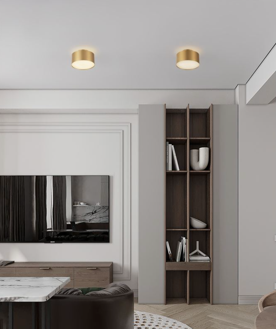 NL Ozeen (14cm) Semi Flush Ceiling Light Matt Gold ID 13874