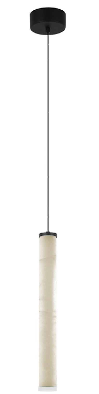 ZAM Alabaster & Matt Black Slim Tube Pendant - ID 13889