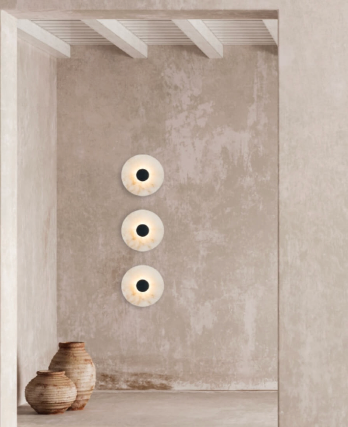 ZAM Alabaster Wall Light with Black Disc Detail ID 13895