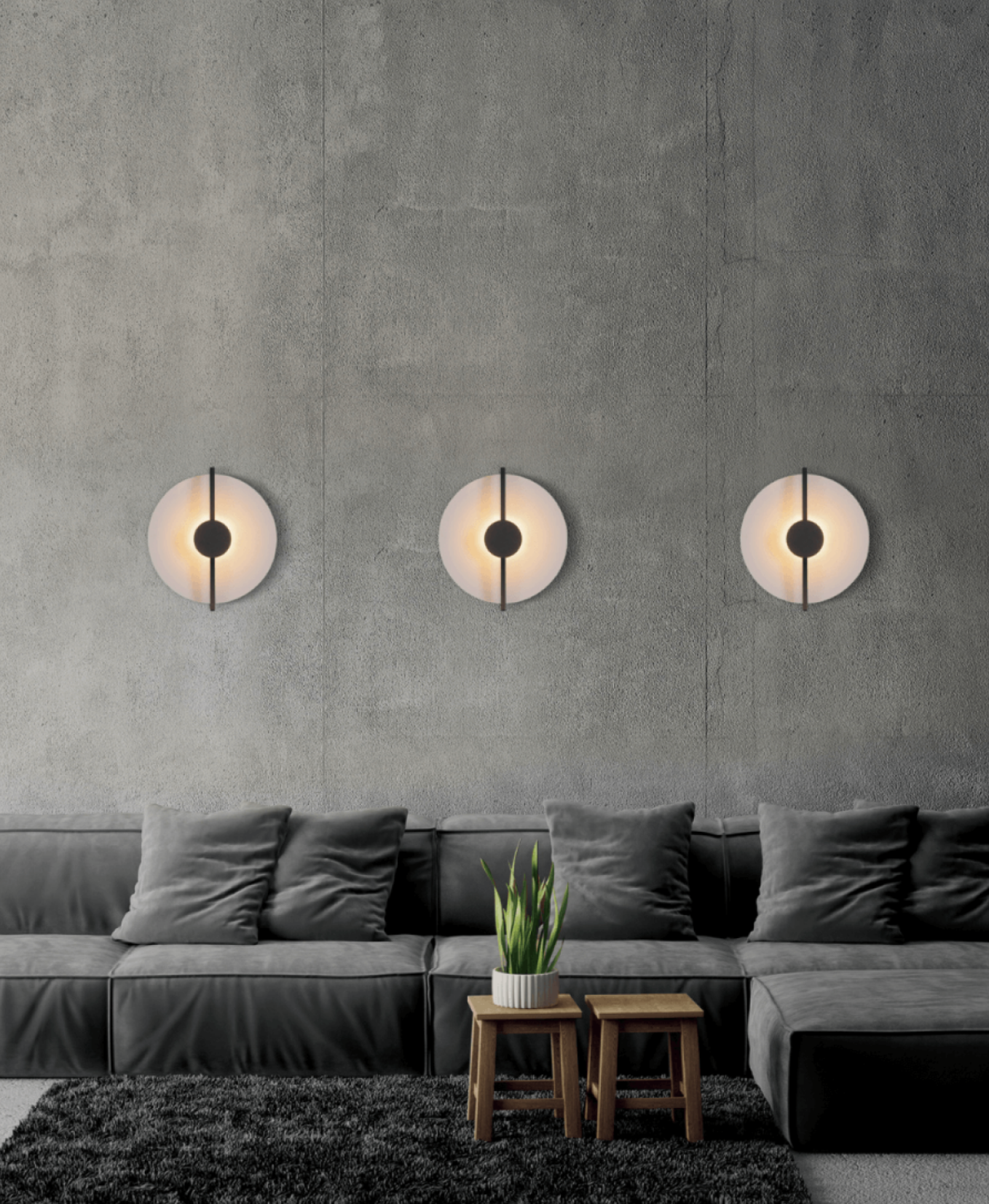 ZAM White Disc Wall or Ceiling Light with Black Disc Detail ID 13896