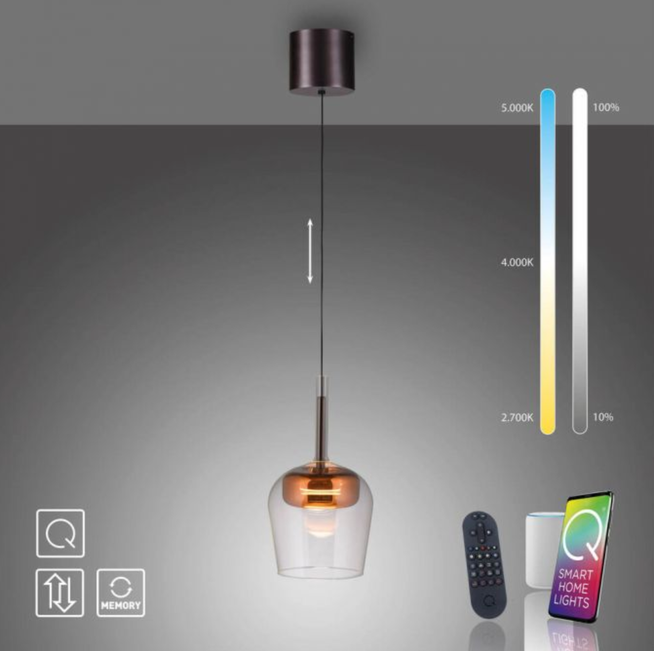 PNL Remote Control Single Pendant Copper - ID 13918