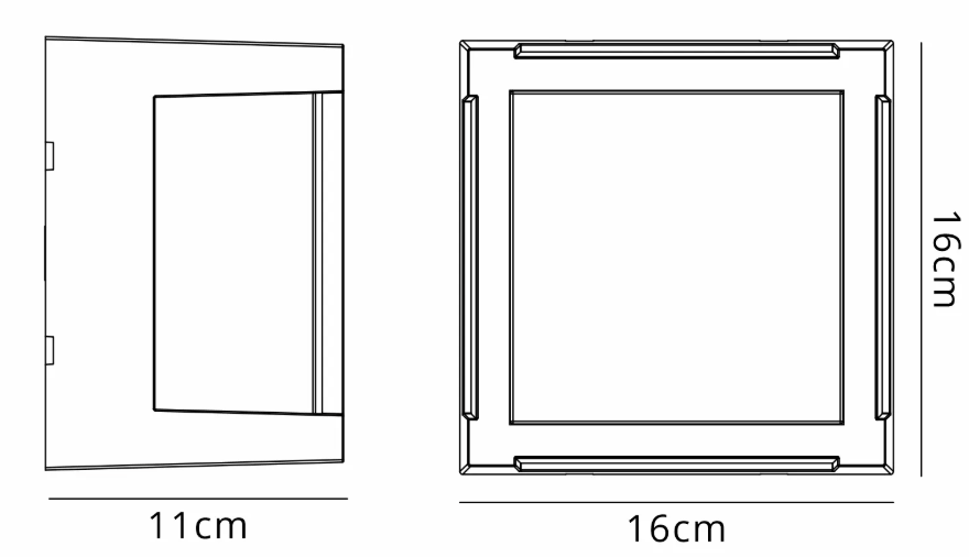 INS Square Black Frame IP65 Exterior Wall Light - ID 14011