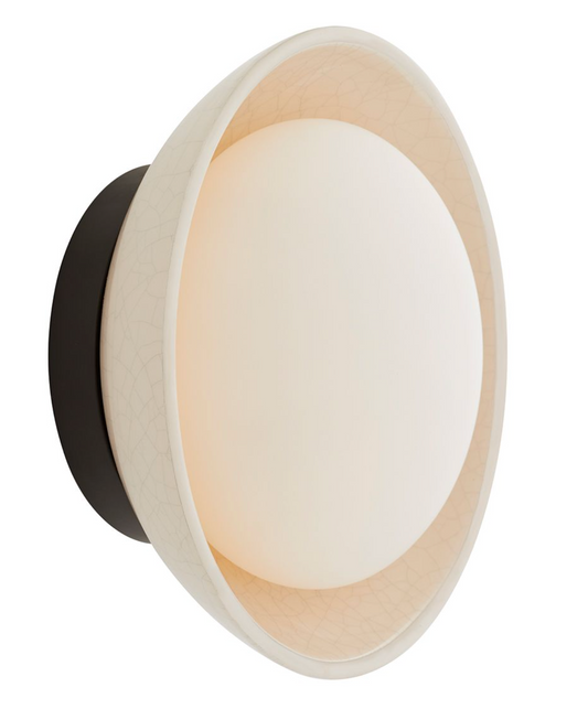 Ceramic Ivory Stained Crackle & Blackened Steel 1 Light Wall -  ID 14018