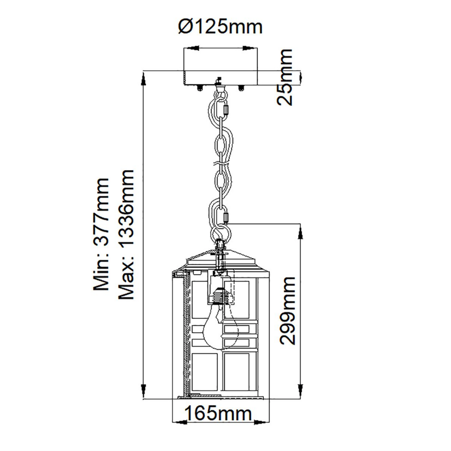 Akari Old Bronze Exterior Chain Lantern - ID 14652