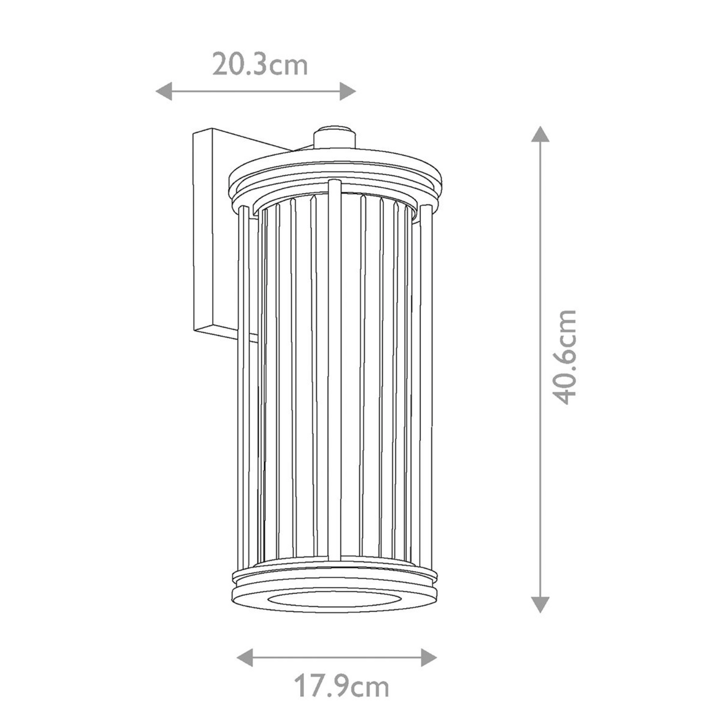 Ribbed Glass Outdoor IP44 Cylindrical Wall Lantern - ID 14655