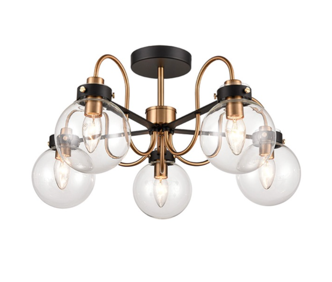 Black and Gold 5lt Globe Semi Flush Light - ID 14895