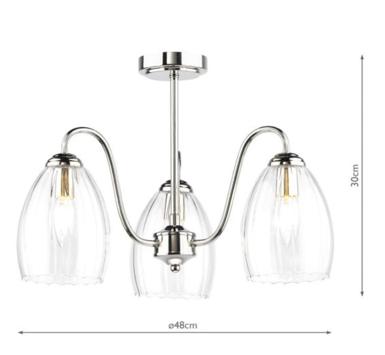 Rolo Elegant Polished Nickel 3 Light Semi-Flush - ID 15005