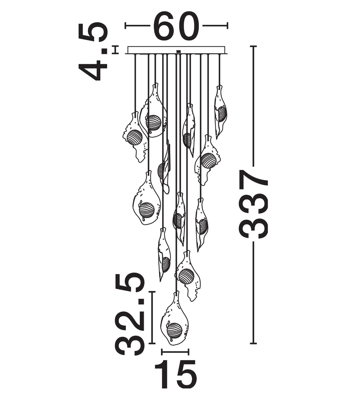 Rola Gold Steel & Opal Decorative 12 Light Multi Pendant - ID 15076