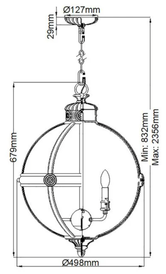 Acton Dark Bronze Victorian Orb 4 Light Pendant - ID 7372