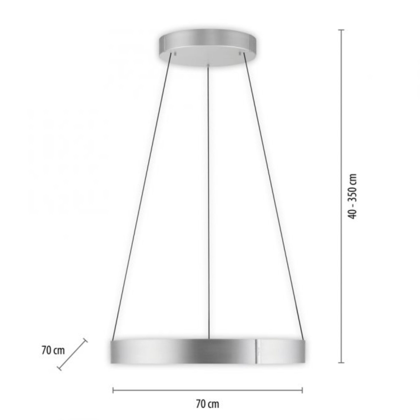 Eclip 70cm Satin Aluminium Height Adjustable LED Up+Downlight Ring - ID 13677