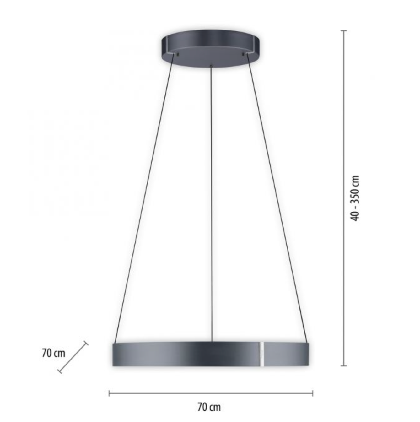 Eclip 70cm Satin Dark Grey Height Adjustable LED Up+Downlight Ring - ID 13676