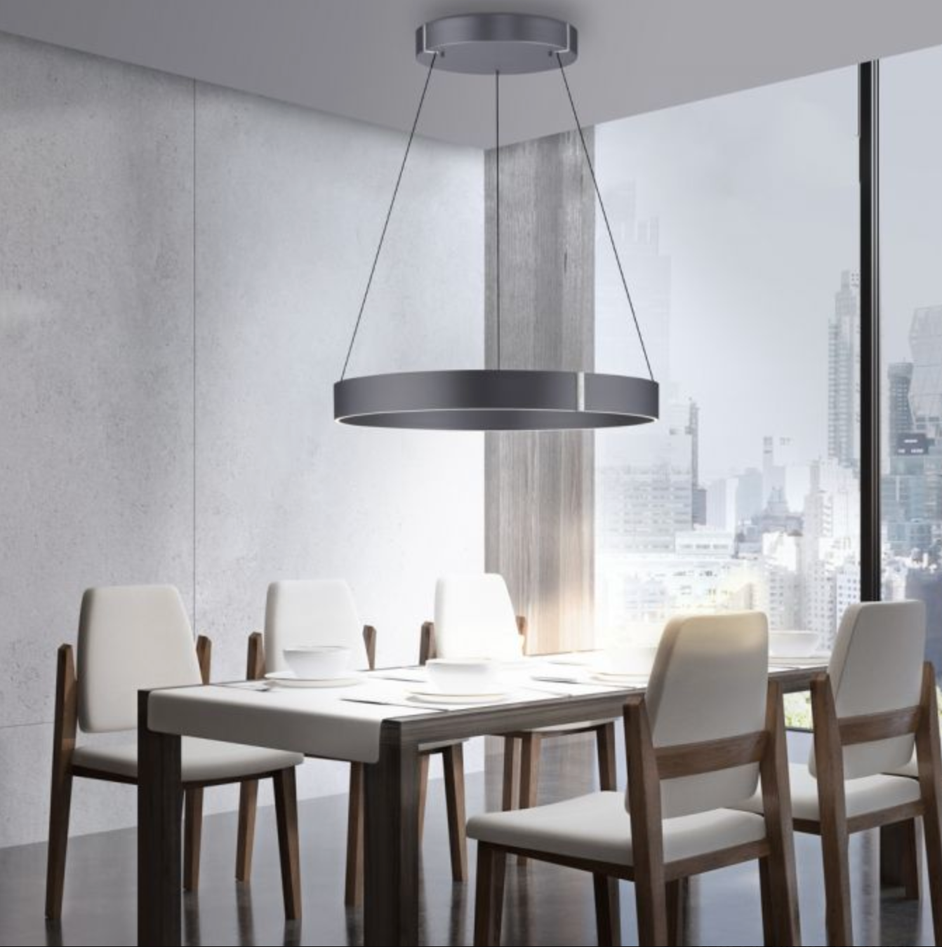 Eclip 70cm Satin Dark Grey Height Adjustable LED Up+Downlight Ring - ID 13676