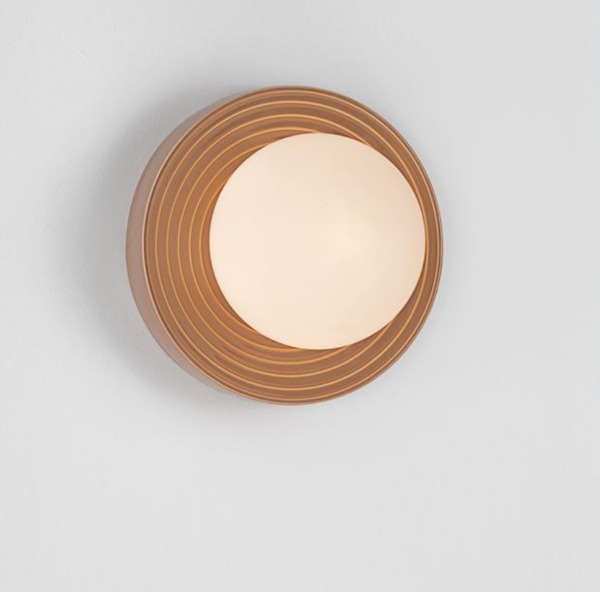 NL Orbi Small Bathroom Wall or Ceiling Light in Caramel with Opal Glass IP44 - ID 13760