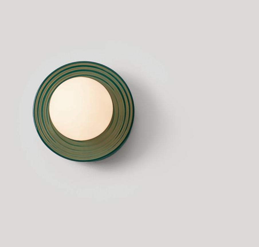 NL Orbi Small Bathroom Wall or Ceiling Light in Green with Opal Glass IP44 - ID 13759
