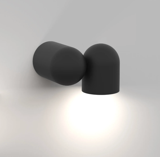 Matt Black Rounded Cylinder Wall or Ceiling Mounted GU10 Spotlight - ID 13790