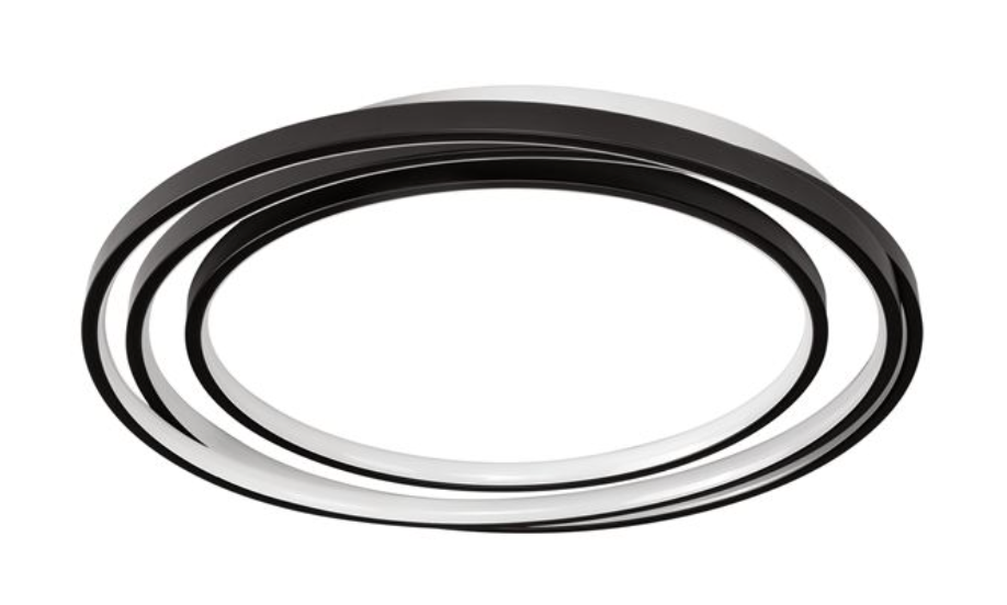 NL Arbir Matt Black Aluminium & Acrylic 3 Ring Semi Flush Ceiling Light Large - ID 13796