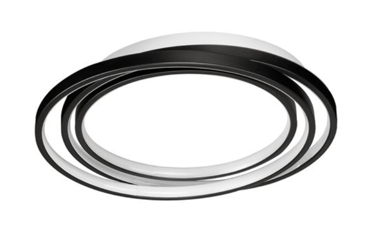 NL Arbir Matt Black Aluminium & Acrylic 3 Ring Semi Flush Ceiling Light Small - ID 13795
