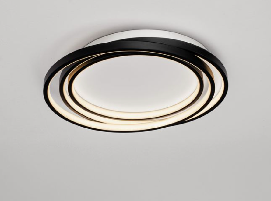 NL Arbir Matt Black Aluminium & Acrylic 3 Ring Semi Flush Ceiling Light Small - ID 13795