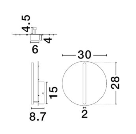 NL Nilu Sand Black & White Disc Wall Light Medium - ID 13798